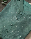 Unique shade of Green Chanderi Silk Kurta with Mirror & Threadwork - Stunning Quality