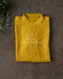 Yellow Chanderi Silk Kurta with Mirror & Threadwork - Stunning Quality