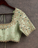 Pastel Green work blouse with intricate zardiso embroidery