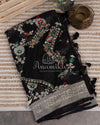 Black Banarasi Georgette saree with floral meenakari jaal weave