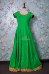 Parrot green chanderi silk long dress