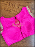 Pink sleeveless blouse with beads and sequins work
