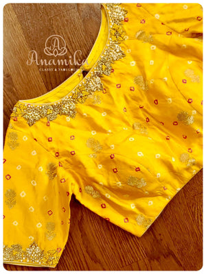 Yellow bandini silk blouse