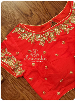 Classic gold tissue saree enhanced with hand work buttis