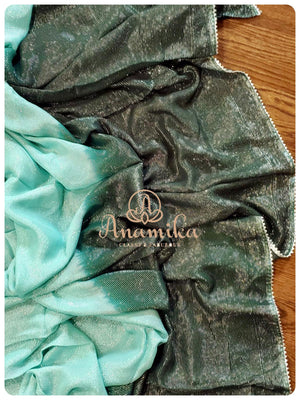 Mint green dual shaded chiffon georgette saree