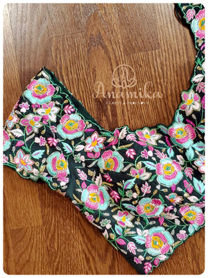 Mint green dual shaded chiffon georgette saree