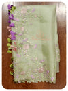 Pastel Green Organza cutwork saree