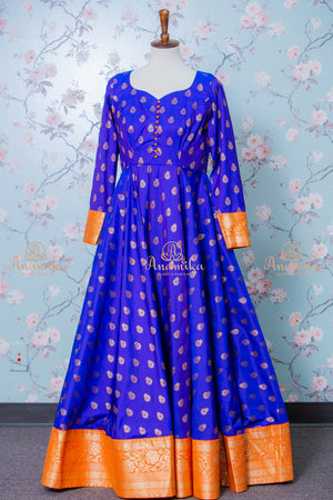 Silk long dress with banaras border