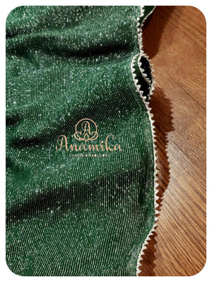 Green stripe saree with offwhite work blouse