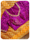 Organza Saree with Chevron pattern and ikkat blouse