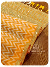Organza Saree with Chevron pattern and ikkat blouse