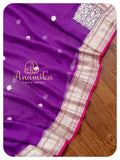 Purple-pink banaras chiffon saree set