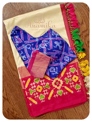 Ikkat Silk Saree with Patola silk blouse