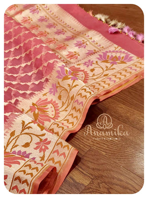 Banarsi Kora silk saree with chikankari blouse