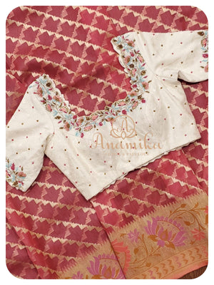 Banarsi Kora silk saree with chikankari blouse