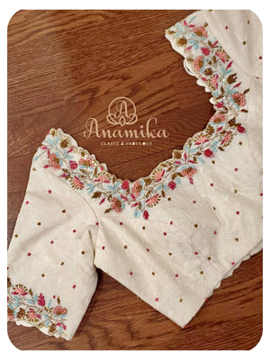 Banarsi Kora silk saree with chikankari blouse