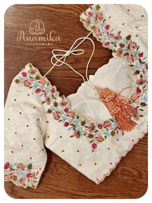 Banarsi Kora silk saree with chikankari blouse