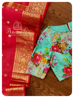 Hot pink chanderi silk saree