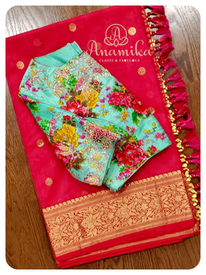 Hot pink chanderi silk saree