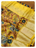 Yellow Kalamkari Munga Silk Saree