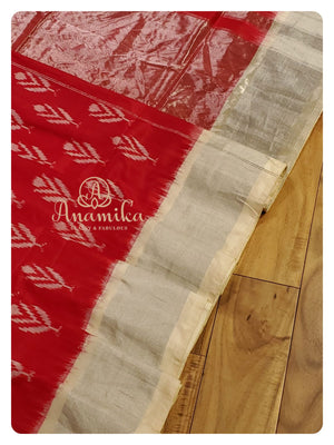 Red & Cream Classic Ikkat Silk Saree