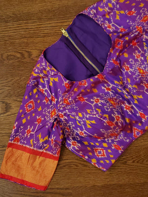 Red kanchipattu saree with patola pure silk blouse