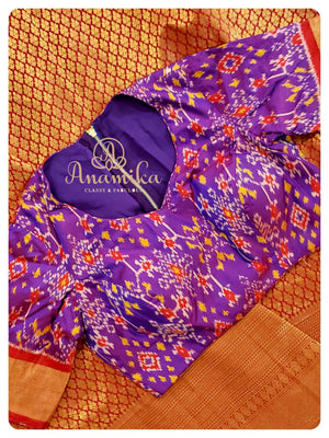 Red kanchipattu saree with patola pure silk blouse