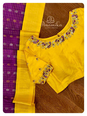 Purple/Yellow Combo Kuppadam Pattu saree