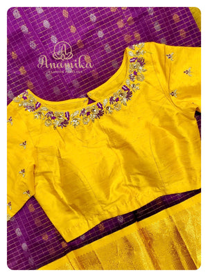 Purple/Yellow Combo Kuppadam Pattu saree
