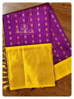 Purple/Yellow Combo Kuppadam Pattu saree