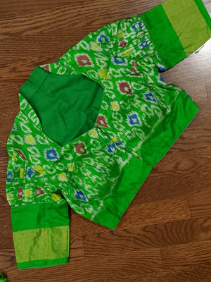 Peach/Green ikkat pochampally saree