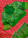 Peach/Green ikkat pochampally saree
