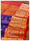 Blue/Red Kuppadam saree with Kanchi border