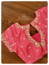 Pastel shade Kora Organza Saree with contrast peach pink blouse