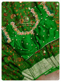 Floral Banarasi Chiffon saree with hand worked blouse