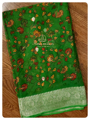 Floral Banarasi Chiffon saree with hand worked blouse