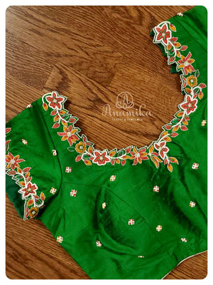 Floral Banarasi Chiffon saree with hand worked blouse