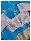 Blue Chiniya Silk saree with silver work blouse