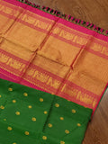 Green kanchi soft silk saree with grand zari pallu