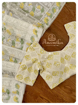 Cream Organza Chikankari with Blouse