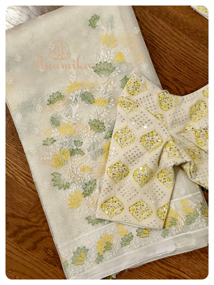 Cream Organza Chikankari with Blouse