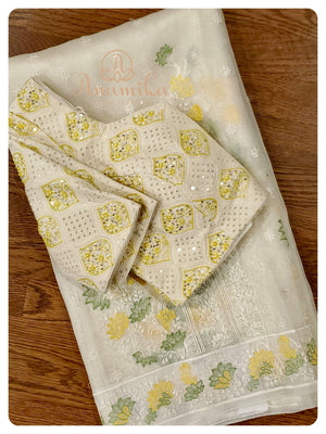 Cream Organza Chikankari with Blouse