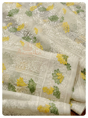 Cream Organza Chikankari with Blouse