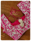 Hot pink short sleeves blouse with heavy bridal work