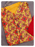 Yellow/Maroon Pure Rawsilk Patola kurta