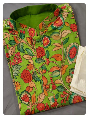 Green Handpainted Kalamkari Kurta