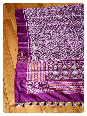 Purple Ikkat Patola Saree with contrast work blouse