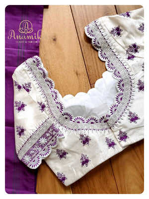 Purple Ikkat Patola Saree with contrast work blouse