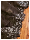 Black organza saree with cutwork border