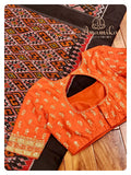 Black Ikkat Patola Saree with Orange Blouse